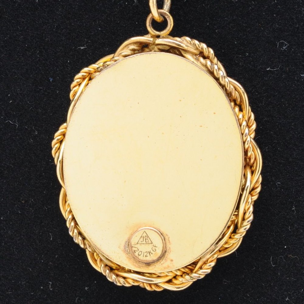 12K Gold Filled Cameo Pendant Necklace by JB - Picture 6 of 10